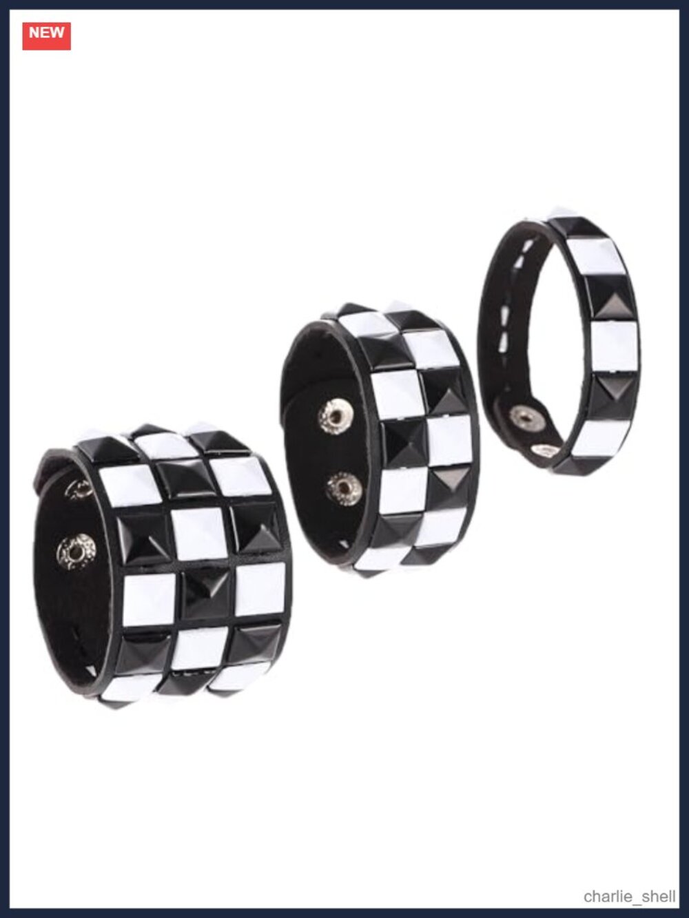 3 Piece Leather Studded Punk Bracelet Set Adjustable Wristband